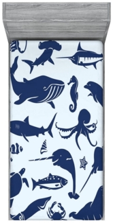 Abakuhaus Spannbettlaken Soft Dekorativer Stoff Bettwäsche Rund-um Elastischer Gummizug, Nautisch Seal Life Aquatic Tiere