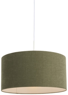 Qazqa Pendelleuchte Combi, ohne Leuchtmittel, E27, Grün, Modern, Textil, 1-flammig