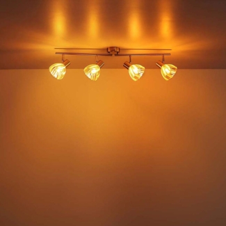 Deckenleuchte, Metall, Glas, messing, Spots beweglich
