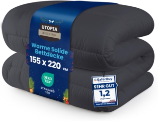 Utopia Bedding Bettdecke 155x220 cm, Ganzjahresdecke 370 GSM Füllung, atmungsaktive Schlafdecke, Steppdecke, Super Weiche Kuschelige (Grau)