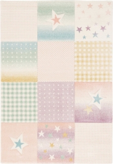 Pergamon Kinderteppich Kinder Teppich Maui Kids Karo Stars, Rechteckig, Höhe: 13 mm