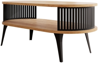 Couchtisch Rajkon Oval (Farbe: Schwarz / Eiche Craft Gold)
