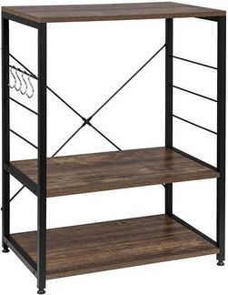 Standregal aus Holz & Metall mit 3 Ablagen für Küche schwarz-vintage