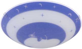 RGB LED Deckenleuchte, Glas, Mond, blau, weiß, D 30 cm