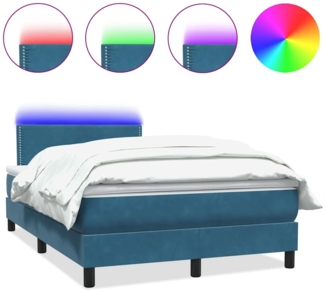 vidaXL Boxspringbett mit Matratze Dunkelblau 120x210 cm Samt 3316783