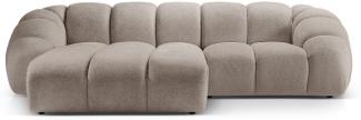 Micadoni Ecksofa Diana 3-Sitzer Links Strukturierter Samtstoff Dunkelbeige