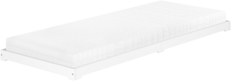 Weißes Flachbett extra niedriges Holzbett in Überlänge 90x220 Kiefer V-60.47W-09-220Rollrost und Matratze inkl.