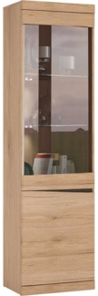 Lomadox Vitrine SANFORD-129 San Remo Eiche hell Nb, Glasbodenbeleuchtung, B/H/T: 54/196,5/40 cm