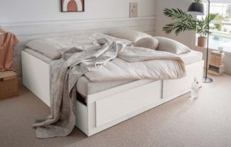 Ausziehbett 80/160x200cm "Jasmin" Kiefer massiv weiß