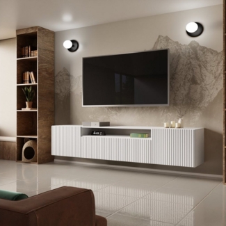 Beautysofa TV-Schrank Moderner Hängeschrank mit gefräster NEO-Front (B:200/H:40/T:41cm)