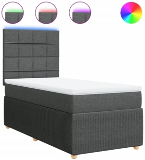 vidaXL Boxspringbett mit Matratze Dunkelgrau 90x190 cm Stoff 3294212
