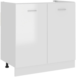 DOTMALL Spülenschrank Spülenunterschrank Lyon Hochglanz-Weiß 80x46x81,5 cm Holzwerkstoff