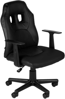 DELUKE® Kinder Bürostuhl MIA - 83x56x59, Schwarz/Schwarz Kunstleder Kunststoff Gestell ergonomische Bürostühle Homeoffice Stuhl mit Rollen