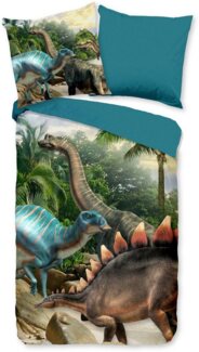 PURE luxury collection Kinderbettwäsche Neneh, Microfaser, 2 teilig, 135x200, Pflegeleicht, Reißverschluss, Wendeoptik, Kind, Junge, Dino