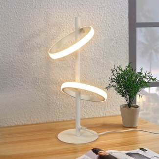 ZMH Tischlampe Modern LED Tischleuchte - Weiß Ringform Nachttischlampe Drehbaren Abnehmbar Ringen 13W 3000K Warmweiß für Schlafzimmer Wohnzimmer Kinderzimmer Büro