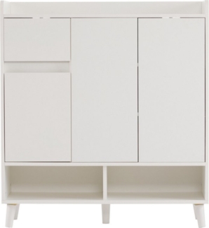 KLAM HOME Schuhschrank Schuhregal Kommode Sideboard mit verstellbaren Einlegeböden 99*35*90cm (für Single-Wohn- und Familiennutzung) mit Massivholzbeinen 1 Schublade Bietet Platz für 12 Paar Schuhe