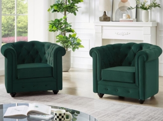 Vente-unique - Sessel - Samt - Grün - CHESTERFIELD