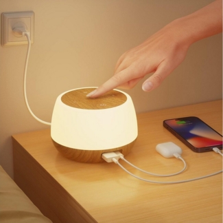 BlingBin LED Nachttischlampe Tischlampe Touch Dimmbar mit 20W Ladefunktion 8 Farben, 20W Ladefunktion, LED fest integriert, warmes Weiß, RGB, Nachtlicht Baby Stilllicht mit Timing Funktion