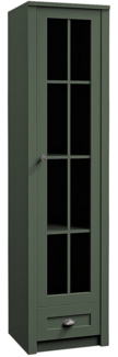 AX LIVING Vitrine Glas „Palmano W1S“ – 50 cm breit, Landhausstil Grün