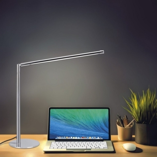 MeLiTec LED Schreibtischlampe LED-Schreibtischleuchte T186-1 chrom, LED fest integriert, Einstellbar in 3 Stufen, 50.000 Schaltzyklen möglich, schwenkbar, dimmbar