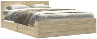 vidaXL Bettgestell mit Kopfteil Sonoma-Eiche 120x190 cm Holzwerkstoff 3295606