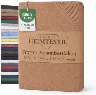 EXKLUSIV HEIMTEXTIL Frottee Spannbettlaken Rundumgummizug Marke 90 x 200 cm Nougat 80% Baumwolle 20% Polyester Öko - Tex Zertifiziert Bed-Sheet Bettlaken Spannbetttuch Topper Leinentuch