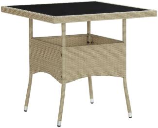 vidaXL Garten-Esstisch Beige Poly Rattan und Glas 310551