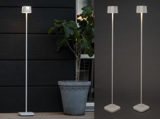 2er Set Akku Stehlampe für Outdoor dimmbar, kabellos in Weiß, klein 120cm