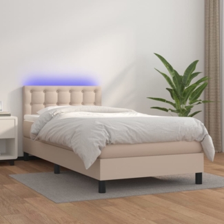vidaXL Boxspringbett mit Matratze & LED Cappuccino-Braun 90x200cm 3134206