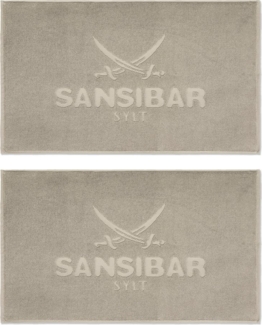 Sansibar Sylt Badematte 2er Set Sansibar Badvorleger, 50x80 cm, Hochtiefprägung, Rückseite hat keine rutschhemmende Beschichtung, hautfreundlich, pflegeleicht, fußbodenheizungsgeeignet, strapazierfähig, schwere Qualität, beste Saugfähigkeit, Baumwolle,...