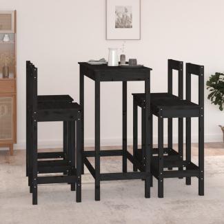 5-tlg. Bar-Set Schwarz Massivholz Kiefer [3124706]