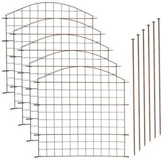 Rost Teichzaun Gitterzaun 11tlg Set Steckzaun Metall Zaun Oberbogen Edelrost