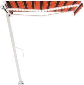vidaXL Markise Manuell Einziehbar mit LED 350x250 cm Orange Braun 3069525