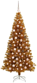 vidaXL Weihnachtsbaum mit 300 LEDs mit Ständer Gold 180 cm PET 3396623