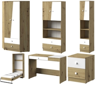 Jugendzimmer Set Nero Kinderzimmer Set 6-teilig artisan eiche weiß matt