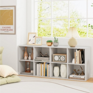 KOMFOTTEU Bücherregal, Würfelregal mit 8 Würfelfächern, 121,5 x 29 x 61 cm