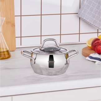 Karaca Kochtopf Karaca Emirgan Stahlpfanne Bratpfanne Edehlstahl Pfanne 14cm Silber
