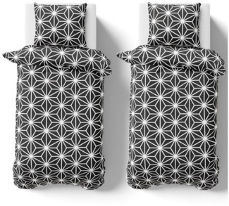 Visaggio Bettwäsche 135x200 oder 155x220 Bettbezug Set Sterne Punkte, Microfaser, 4 teilig, Sterne Muster, modern