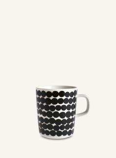 Marimekko - Oiva/Siirtolapuutarha - Tasse - Weiß/Schwarz - Ø8xH9,5cm - 2,5 dl