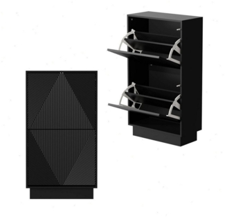 UEV Schuhschrank mit 2 Klappen, Schuhregal Schuhkommode schmal (Schuhkommode,Anti-Kipp-Vorrichtung für Eingangsbereich, Modern Schuhaufbewahrung mit Oberplatte Platzsparend) Verstellbare Trennwände für Verschiedene Schuhtypen