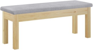 Sitzbank Küchenbank Kiefer natur massiv Holzbank Polsterbank 120x40 grau 90.71-39P21