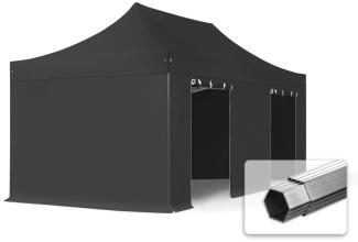 3x6 m Faltpavillon PROFESSIONAL Alu 40mm, Seitenteile ohne Fenster, schwarz