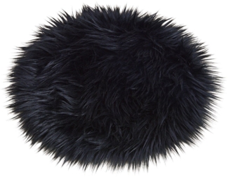 matches21 HOME & HOBBY Sitzkissen Rundes langflor Deko-Fell Sitzkissen 34 cm in schwarz für Stühle, Flauschiges Kunstfell als Fell-Teppich Stuhl-Überwurf Sitzauflage