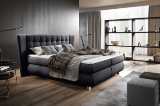 99rooms Florian Boxspringbett 160x200 cm Velours KRONOS Schwarz Bonell-Federung