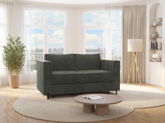 Vente-unique - Schlafsofa mit Matratze 3-Sitzer - Strukturstoff - Grün - Liegefläche 140 cm - Matratze 20 cm - ELORYA