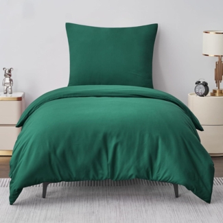 Bettwäsche Set 155x220cm Grün Mikrofaser Reißverschluss