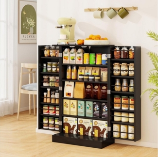 KOMFOTTEU Mehrzweckschrank Küchenschrank Vorratschrank mit Türablagen & 6 verstellbaren Einlegeböden, weiß