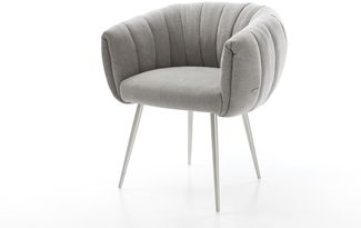 Esszimmerstuhl Jada-Flex Strukturstoff Soft Grau 4-Fuß konisch Edelstahl Taschenfederkern