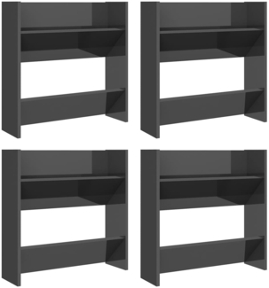 vidaXL Wand-Schuhschränke 4 Stk. Hochglanz-Grau 60x18x60cm 806740