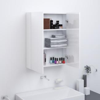 vidaXL Bad-Spiegelschrank 60x15x75 cm MDF Glänzendes Weiß 331525